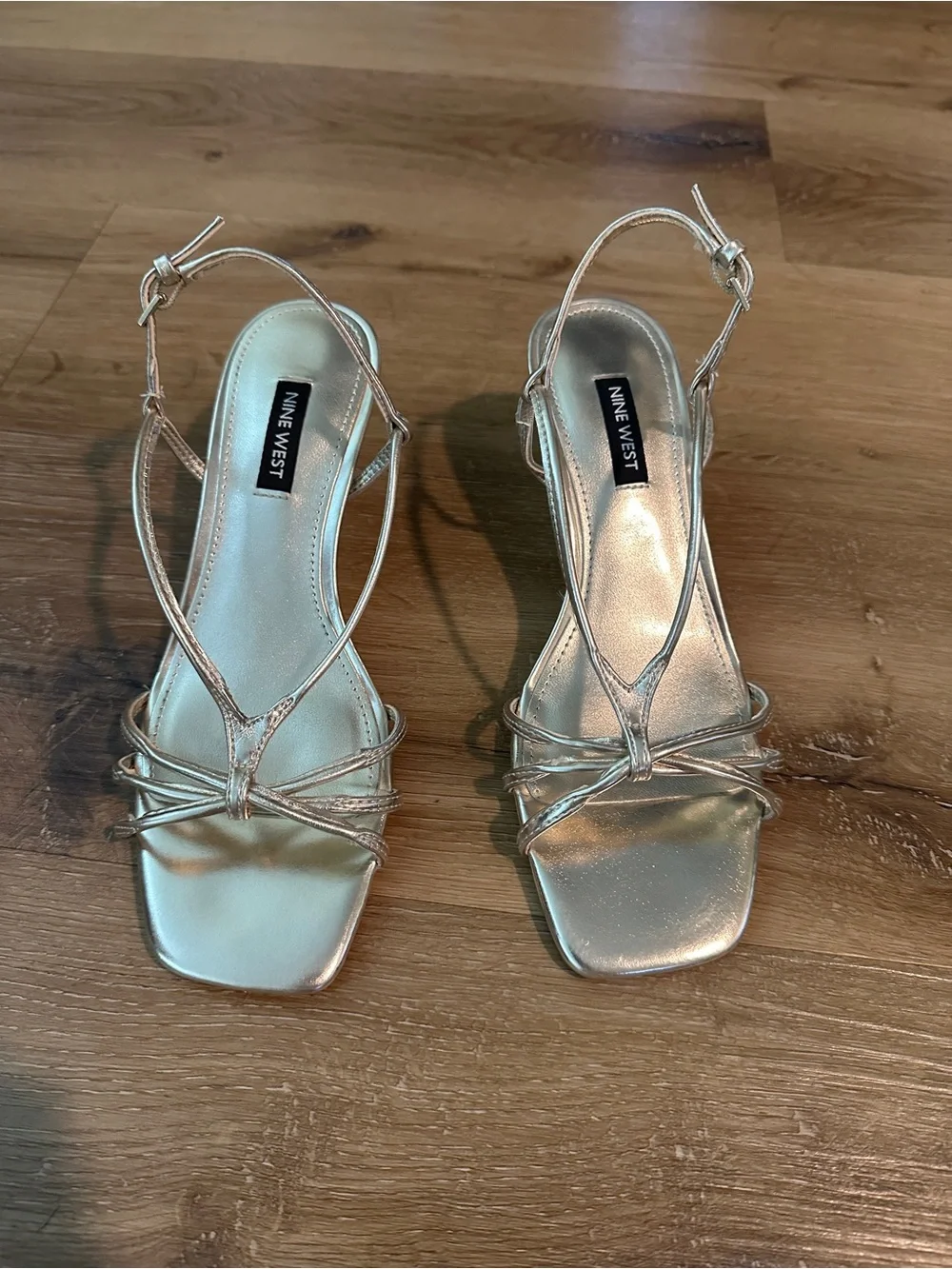 Nine West Rose Gold Strappy Knotted Slingback Heels
